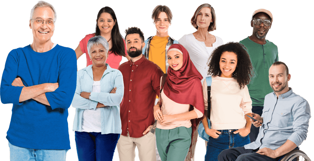 Een diverse groep mensen die elkaar ondersteunt